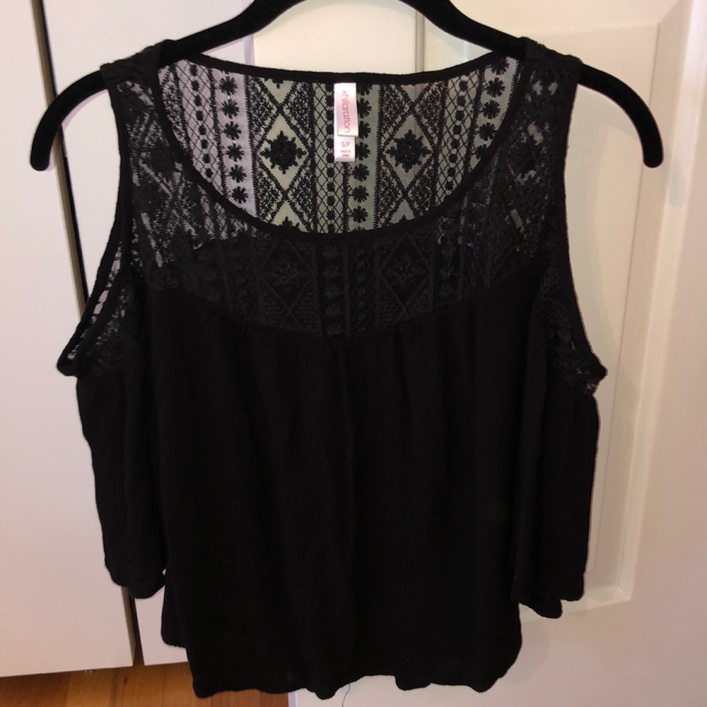 Xhilaration black lace open shoulder shirt